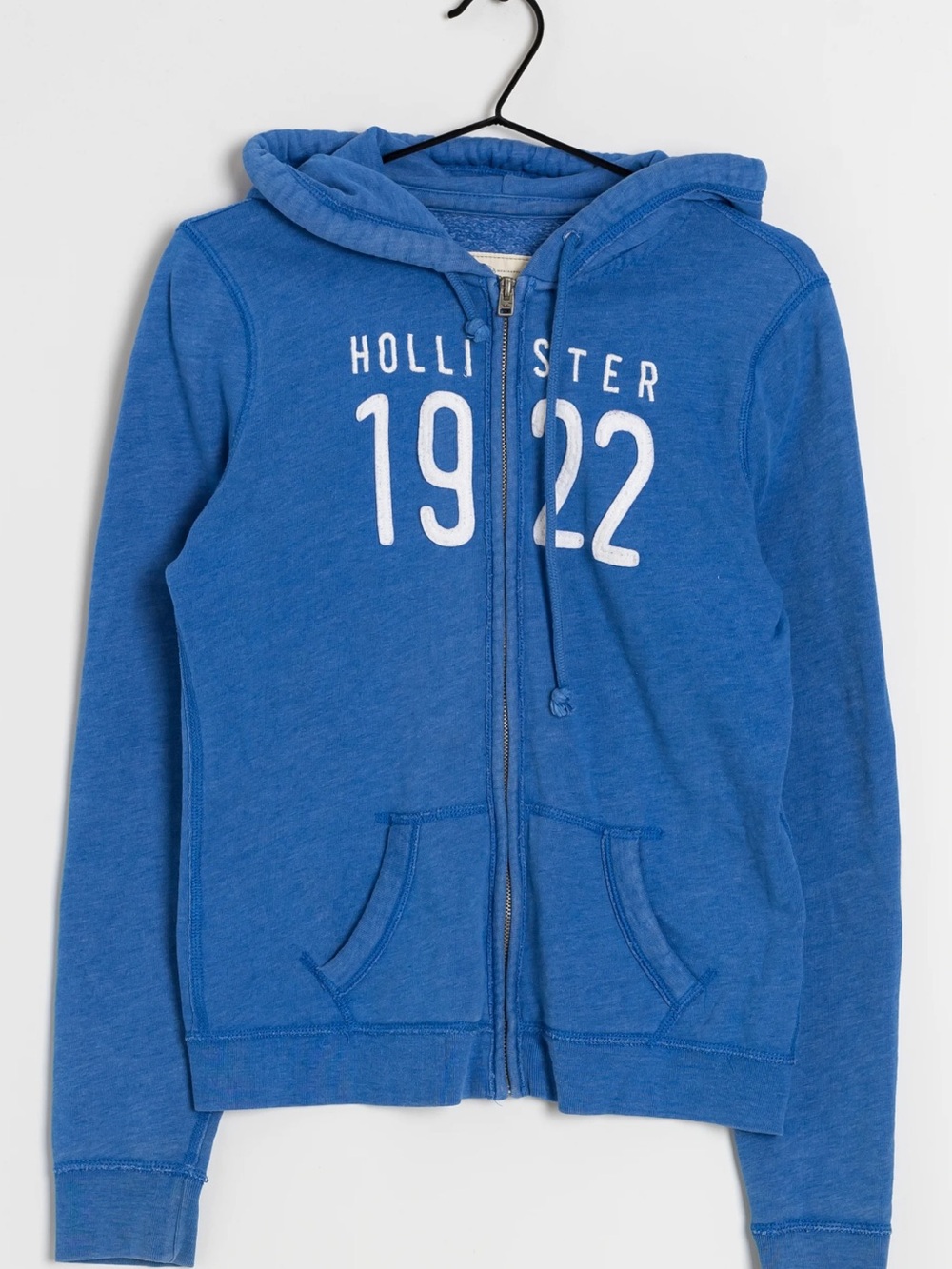 Hollister Royal Blue Zip Hoodie with White 1922 Print